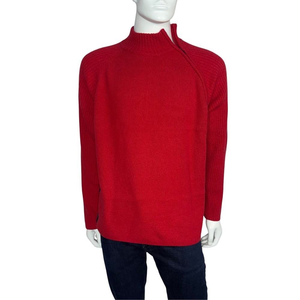 VTG Timberland Outdoor Performance Red Wool Asymmetrical Zip Sweater Mens XL